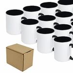 11 OZ Sublimation Coated Blank Mugs Two Tone with Black Inside Handle, with Brown Mail Order Box, Case of 24 Pieces