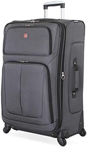 SwissGear Sion Softside Expandable Luggage, Dark Grey, Checked-Large 29-Inch