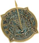 ROME 2303 Happiness Sundial, Solid Brass with Verdigris Highlights, 10-Inch Diameter