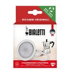 Bialetti Ricambi 0800033 Includes 3 Gaskets and 1 Plate, Compatible with Moka Express, Fiammetta, Break, Happy, DAMA, Moka Melody, Alpina, Moka Timer and Rainbow (3/4 Cups)