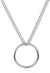 GAVU Tungsten Steel Ring Pendant Necklace For Men,Mens Circle Pendant Necklace, 20", Tungsten Steel, No Gemstone