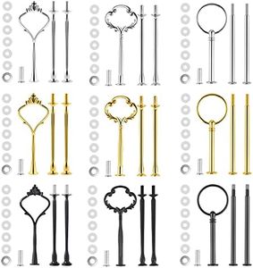 9 Set Cake Stand Hardware Kit Tiered Tray Hardware Fittings for Cake Stand,3 Tier Cake Stand Fittings Hardware Holder for Weeding,Party,Fruit Plate Handle,Cupcake Trays Serving Stand-Gold,Silver,Black