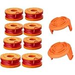 hidanse Strimmer Spool Line for Worx, 10 Pack WA0010 Replacement Trimmer Line Spool Compatible with Worx, 10ft 0.065 inch, Compatible for Worx String Trimmers (8 Line spools+2 Cover)