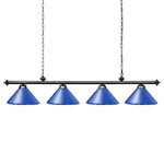 Wellmet Pool Table Light - 4 Ceiling Hanging Lights with Matte Metal Shades, Ideal for 7' to 9' Tables, Game Room, Bar