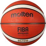 Molten BG2010 Basketball, Indoor/Outdoor, FIBA Approved, Premium Rubber, Deep Channel, Size 5, Orange/Ivory, Suitable For Boys Age 7, 8, 9, 10 & 11, Girls age 12 & 13