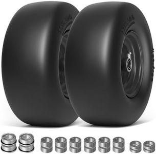 RONPOW 13x6.50-6 Lawn Mower Tires Flat Free, Zero Turn Mower Front Tires for Residential and Commercial, 13x6.5-6 Flat Free Tire and Wheel, 3/4" & 5/8" Bearing, 3.25"-7.65" Center Hub, 2Pack Black