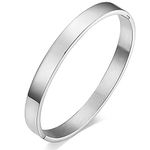 Gleamart Silver Love Bangle Bracelet Stainless Steel Polished Finish Cuff Bangle for Women