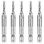 Hymnorq M3 x 0.5 Metric HSS 4341 Combination Drill and Tap Bit Set of 5pcs with 1/4” Hex Shank and Self-Centering Split Point for Tapping in Wood Plastic and Aluminum