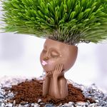 Noa Store Face Planters Pots Head with Drainage - Planter Pots for Indoor Plants - Unique Succulent and Flower Potheads - Decorative Head Indoor/Outdoor - Plant Lover Gift Idea - 7" Hx5 Lx5 W - Brown