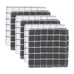 DII 100% Cotton, Machine Washable, Ultra Absorbant, Basic Everyday 12 x 12 Terry Kitchen Dish Cloths, Windowpane Design, Set of 6- Gray