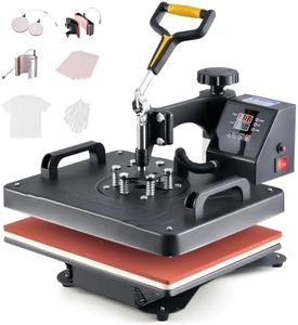 CREWORKS 30x38cm 5-in-1 Heat Press Machine Professional Swing Away Heat Press for T Shirt Cup Hat Mask Cap Plate Mouse Pad Tote Bag Pillow Case Coaster Ceramic Tile for Home Charity or Business