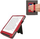 kwmobile Cover Compatible with Pocketbook InkPad 4 / Color 3 / Color 2 / Vivlio InkPad 4 / InkPad Color 3 Cover - Faux Leather/Suede Case with Stand - Red/Dark Grey