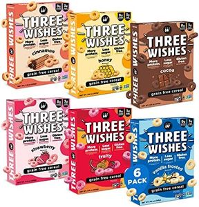 Protein and Gluten-Free Breakfast Cereal by Three Wishes - Variety Pack, 6 Pack - More Protein and Less Sugar Snack - Kosher, Vegan - Frosted, Fruity, Cocoa, Strawberry, Honey & Cinnamon