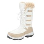 DREAM PAIRS Women's Warm Faux Fur Lined Mid-Calf Winter Snow Boots,Size 12,Maine Beige White,Maine