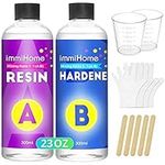 Epoxy Resin Kit 600ml/23oz, Professional Quality Crystal Clear Coating and Casting Resin 2 Part Epoxy Glue with Gloves, Graduated Cups & Sticks for Art, Craft, Wood, Jewelry Making, River Tables