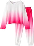 Arshiner Girls Active Sweatshirts Set Pink Gradient Outfits Cute Pullover Hoodies Sweatshirts Jogger Sweatpants Outfit