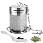 Memotoo Large Tea Infusers for Loose Tea, Extra Fine Mesh Large Tea Strainer for Spice Cooking, 304 Stainless Steel Tea with Extended Chain Hook for Teapot Cup