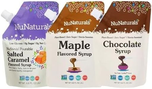 NuNaturals Pourable Maple, Caramel, Chocolate Stevia Syrup, Sugar-Free Syrup 6.6oz 3 Pack (Multi-Pack)