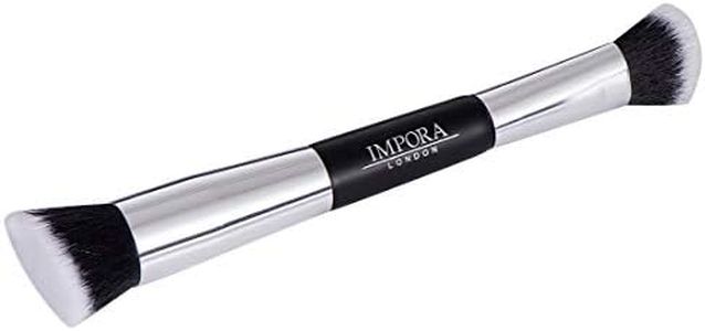 Foundation Makeup Brush - Buffing, Blending, Highlight, Contouring. Contour Brush for use with Cream, Powder, Blush, Liquid Foundation, Concealer, Primer, Bronzer. Double Ended Make up Brush