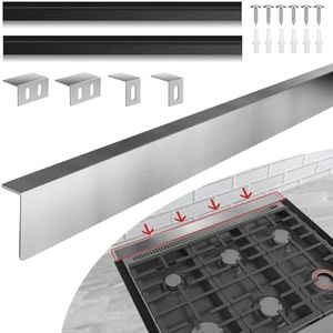 30" Slide-in Range Rear Filler Kit W10113901A with 2pcs Silicone Stove Gap Covers, Cooktop Trim Kit Between Stove and Backsplash for Whirlpool & Most Brand, 316 Stainless Steel (Silver)