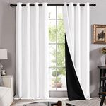 Deconovo White Blackout Thermal Curtains 95 Inches, 2 Thick Layers Completely Blackout Window Panels, Room Darkening Lined Drapes for Large Windows (Pure White, 2 Panels, 52W x 95L Inches)