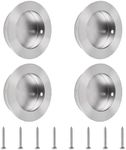 MOROBOR Closet Door Finger Pulls, 4PCS Sliding Closet Door Hardware Pulls Stainless Steel Sliding Door Pulls Round Flush Recessed Cabinet Handles (Brushed Silver/2 Inch)