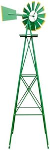 8FT Heavy Duty Metal Garden Windmill, Weather Resistant Ornamental Wind Spinner, Sturdy 4 Leg Steel Yard Decoration with