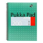 Pukka Pad, A4+ Metallic Jotta Book 1 Pack –22.5 x 29.6cm–Wirebound Notebook with 8mm Lines and 80GSM Paper –Features 4-Hole Punch Margins and Perforated Edges -200 Pages, Green