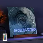 YuanDian Light up Now Playing Vinyl Record Stand, Wooden Acrylic Holder for Vinyl Album Display and Storage, Vinyl Illuminated LED Display Shelf with 16 Changing Color Lights