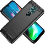 KOARWVC Phone Case for Moto G9 Play Case, Motorola G9 Play XT2083 Case Carbon Fiber Shockproof Rugged Shield Anti-Scratch Soft TPU Back Cover Cases for Motorola Moto G9 Play (Black)