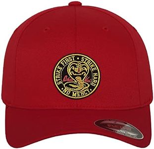 Cobra Kai Officiellement sous Licence Patch Flexfit Cap (Rouge), Petit/Moyen