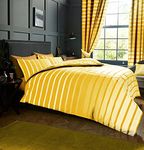 De Lavish Oscar Stripes Duvet Cover Quilt Bedding Set With Pillowcases Polycotton Reversible King Size Bed, Ochre