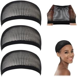 3 Pack Dreamlover Close End Fishnet Wig Caps, Thicker and Strong Nylon Thread, Durable and Breathable, Black