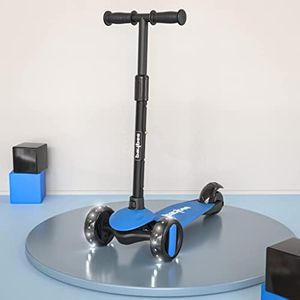 Baybee Alpha Kick Scooter for Kids, Smart 3 Wheel Kids Scooter with 4 Height Adjustable Handle, Runner Scooters with Led PU Wheels & Brake, Skate Scooters for Kid 3 to 10 Years Boys Girls (Blue)
