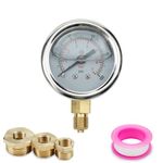 Innfeeltech 1 Pcs 40mm Pressure Gauge BSP 1/8" 0-7 Bar 0~100 Psi with 3 Pieces Bushing 1/8" to 1/4", 1/8" to 3/8" and 1/8" to 1/2" and One Teflon Tape, Radial