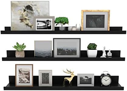 Giftgarden 36 Inch Black Floating Shelves for Wall, Picture Ledge Large Photo Shelf for Bedroom Living Room Kitchen Bathroom Storage Shelving, Set of 3 Different Sizes