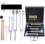 Tuning Forks Set for Medical Healing with Activator Reflex Hammer,Aluminum Tuning Fork Chakra Solfeggio Sensory Instrucment Kit(128Hz,OM 136.1Hz,MI 528Hz 4096Hz) with Mallet Striker For Sound Therapy