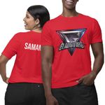 SMARTYPANTS Personalised Gladiator Name T-Shirt Top Tee - Adults Kids 90's TV Show Viper Apollo Giant Steel Diamond Dynamite Sabre Battle Present Gift (7-8 Years, Red)
