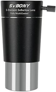 SVBONY SV213 3X Barlow Lens, 1.25inch FMC 3-Elements Apochromatic Barlow, Triple Magnification Telescope Accessories for Planetary Visual and Photography