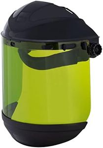 Sellstrom Arc Flash Rated Dual Crown Safety Face Shield with Ratchet Headgear, Light 9.9 Cal, Green Tint, Uncoated, Black, S31200