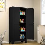 RISTERN Black Metal Storage Cabinet, 61" Steel File Cabinet for Home Office, Kitchen Pantry Storage Cabinet with Doors and 3 Adjustable Shelves, Metal Tool Cabinet, for Office, Home, Garage, School