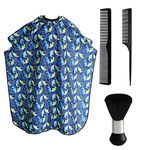 Kids Haircut Cape and Neck Duster Brush Hair Comb Set Professional Barber Hairbrush and Children Dolphin Hairdresser Apron with Adjustable Snap Closure Extra Long Cape 47x39 inch Perfect for Kids