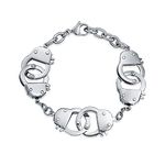 Unisex Biker Jewelry Stylish Multi Handcuff BFF Bracelet in Stainless Steel for Women Men 8.5 Inch