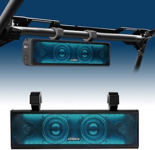 KORBROS Barre de son pour UTV, 43,2 cm, Bluetooth avec éclairage RVB, IP65 4 haut-parleurs SXS, haut-parleurs UTV étanches compatibles avec Polaris RZR Can-Am