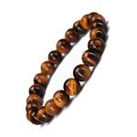 GEMSMANTRA Tiger Eye Bracelet | With Certificate and Extra Stones | Astrological Gemstone Crystal to Encourages self-expression and creativity | 8 mm beads | Stretchable