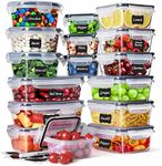 Feshory 22 Pack Airtight Food Storage Container Set, Fridge Organiser Ideal for Kitchen Organisation - Meal Prep Containers & Lunch Box with Leak Proof Lids