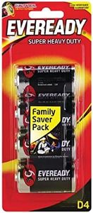 Eveready Super Heavy Duty D Size Batteries 4 Pack