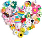 Kawn®️ 30Pcs Clog Slippers Shoe Charms Cute Cartoon Casual Clog Slipper Charms For Girls Aesthetic Shoe Decoration Charms Rubber Charms For Clogs Bracelet Wristband Decoration Charms (30pcs Colorful)