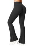 ZAAYO Flare Leggings for Women High Waisted Tummy Control Bootcut Workout Leggings Yoga Pants for Gym Casual Work Black XL