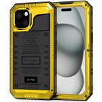 Beasyjoy for iPhone 15 Plus Case Waterproof, Metal Heavy Duty Full Body Protective Case with Built-in Screen Protector, Military Grade Shockproof Dustproof Defender Case for iPhone 15 Plus 6.7",Yellow